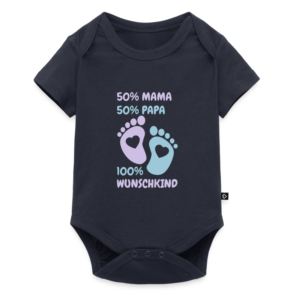 Organic Short-sleeved Baby Bodysuit - Navy