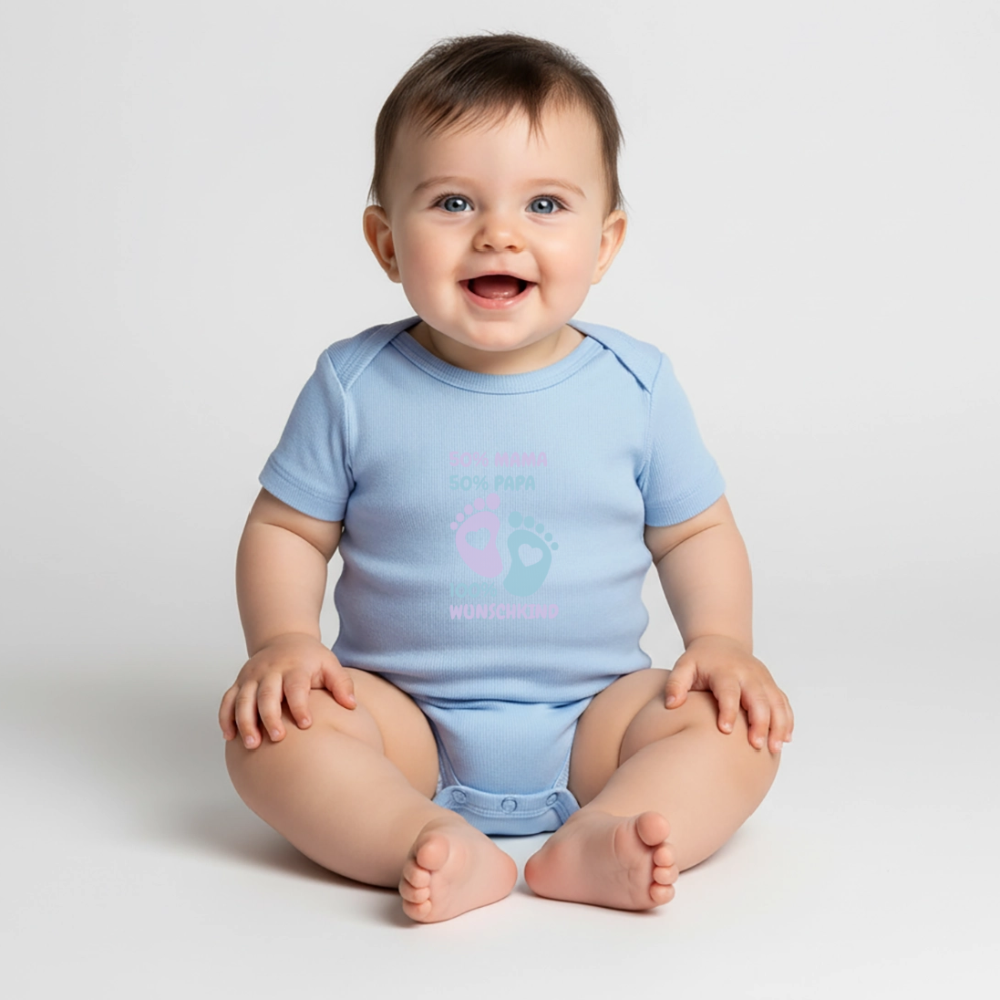 Organic Short-sleeved Baby Bodysuit - Hellblau