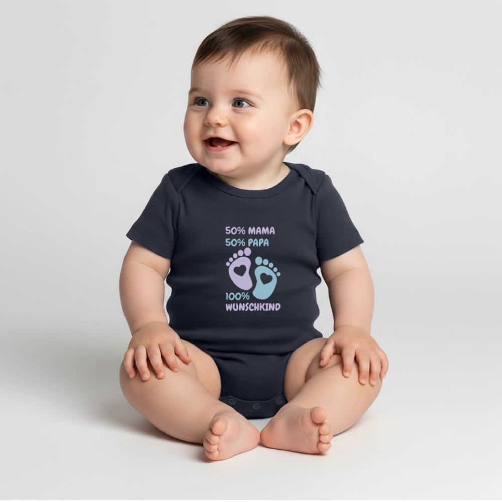 Organic Short-sleeved Baby Bodysuit - Navy