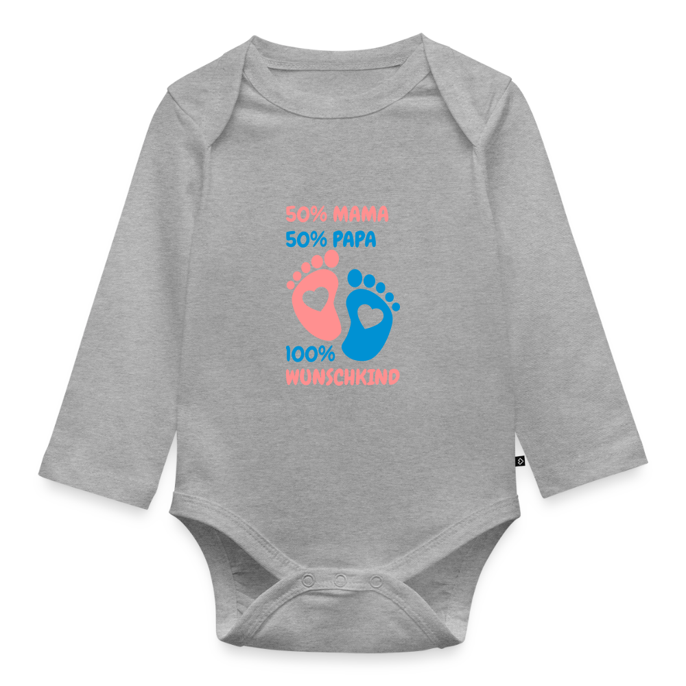 Organic Longsleeve Baby Bodysuit - Grau meliert