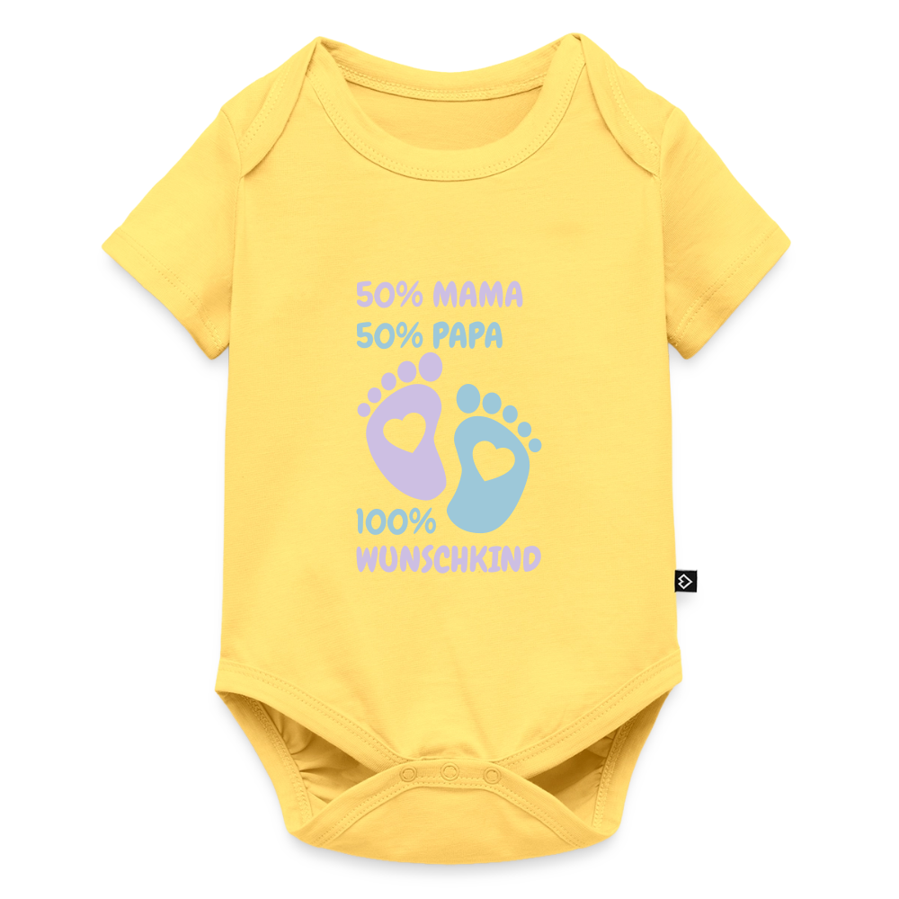 Organic Short-sleeved Baby Bodysuit - Pastellgelb