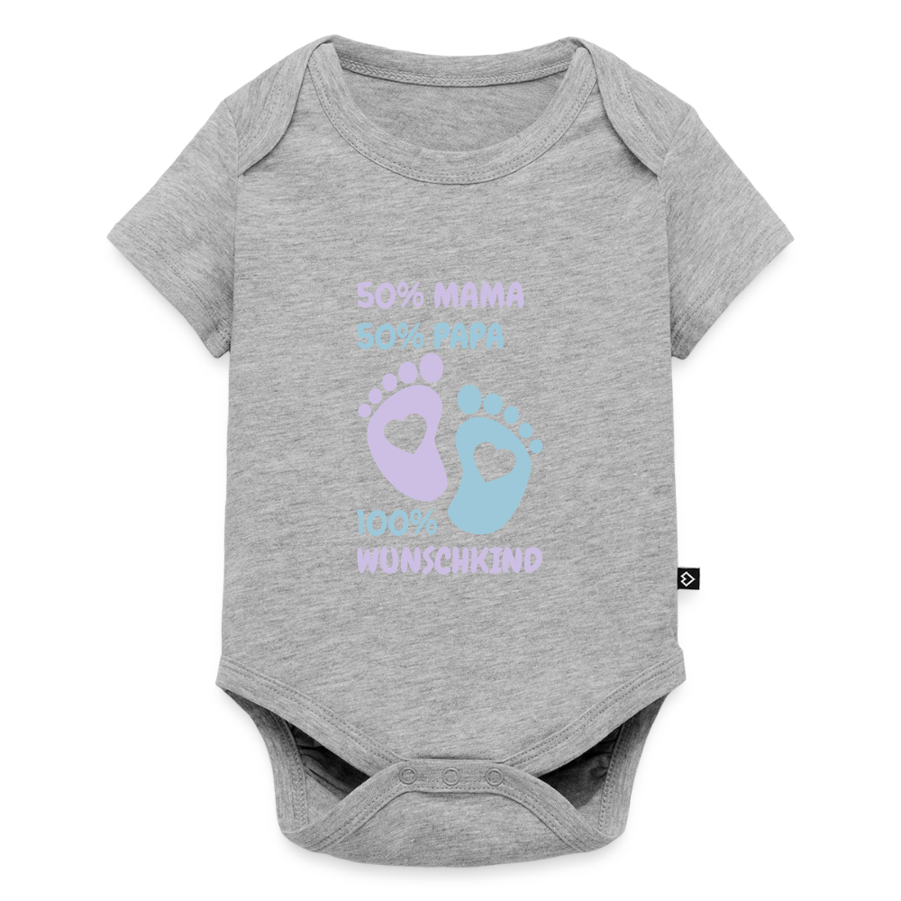 Organic Short-sleeved Baby Bodysuit - Grau meliert