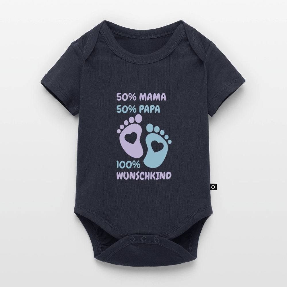 Organic Short-sleeved Baby Bodysuit - Navy