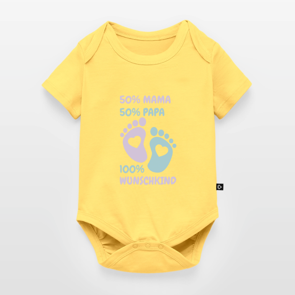 Organic Short-sleeved Baby Bodysuit - Pastellgelb